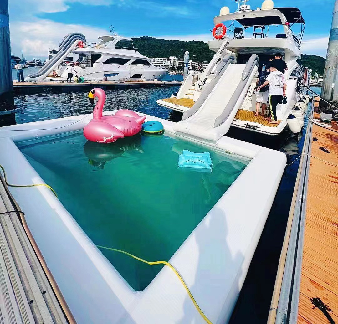 Zhengku Inflatable Water Platform Swimming Pool large Sea Floating Pool with Netting for Yacht