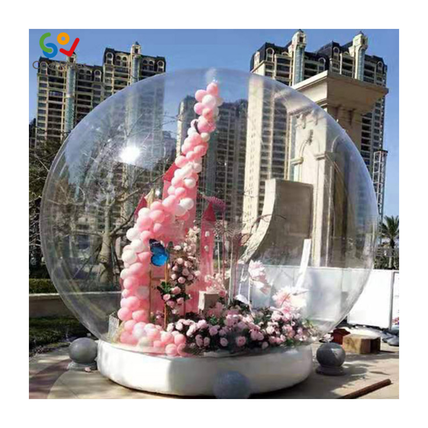 Christmas Decoration Inflatable PVC Snow Globe, Giant Photo Inflatable Snow Globe Booth for Christmas Advertising