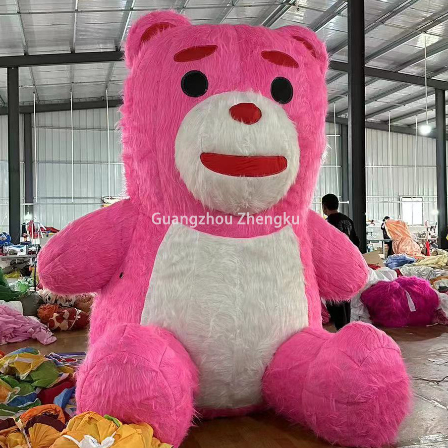 Custom-made giant inflatable plush bear pink inflatable stuffed bear for event decoration