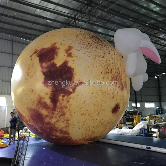 Popular decoration advertising inflatable moon/inflatable moon with led lights/inflatable moon with rabbit