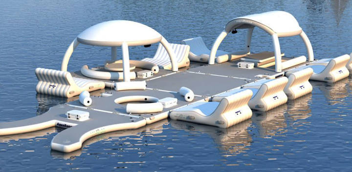 Hot sale inflatable water island floating dock platform for sea water park