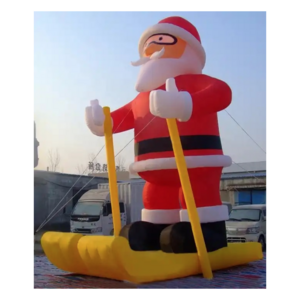 Outdoor Inflatable Skiing Christmas Santa Inflatable Santa Claus With Giftbag Decorations