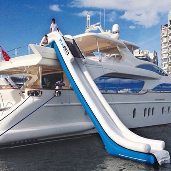 Customized inflatable boat slide water yacht slide for sale