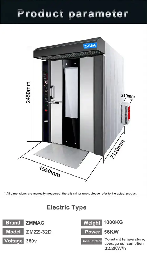 Big rotating loaf bread bakery industrial Rack gas Hot Air 32 tray rotary oven
