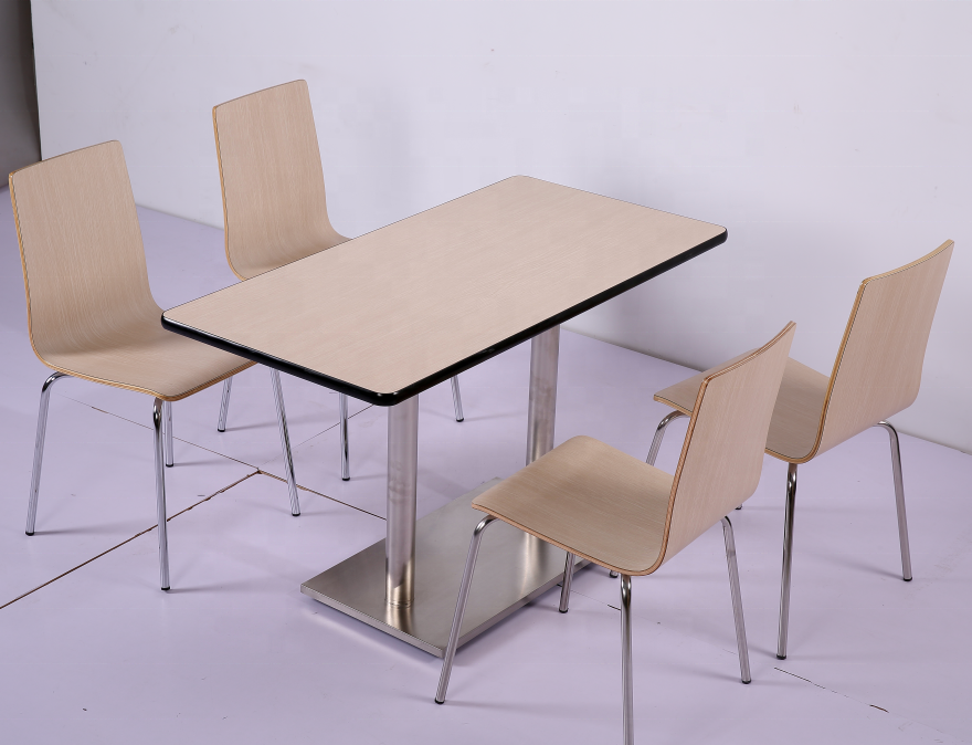 Wholesale Fast Food Restaurant Table Chairs Set Curved-molded Plywood Chairs Bentwood Coffee Shop Dining Table and Chairs Set