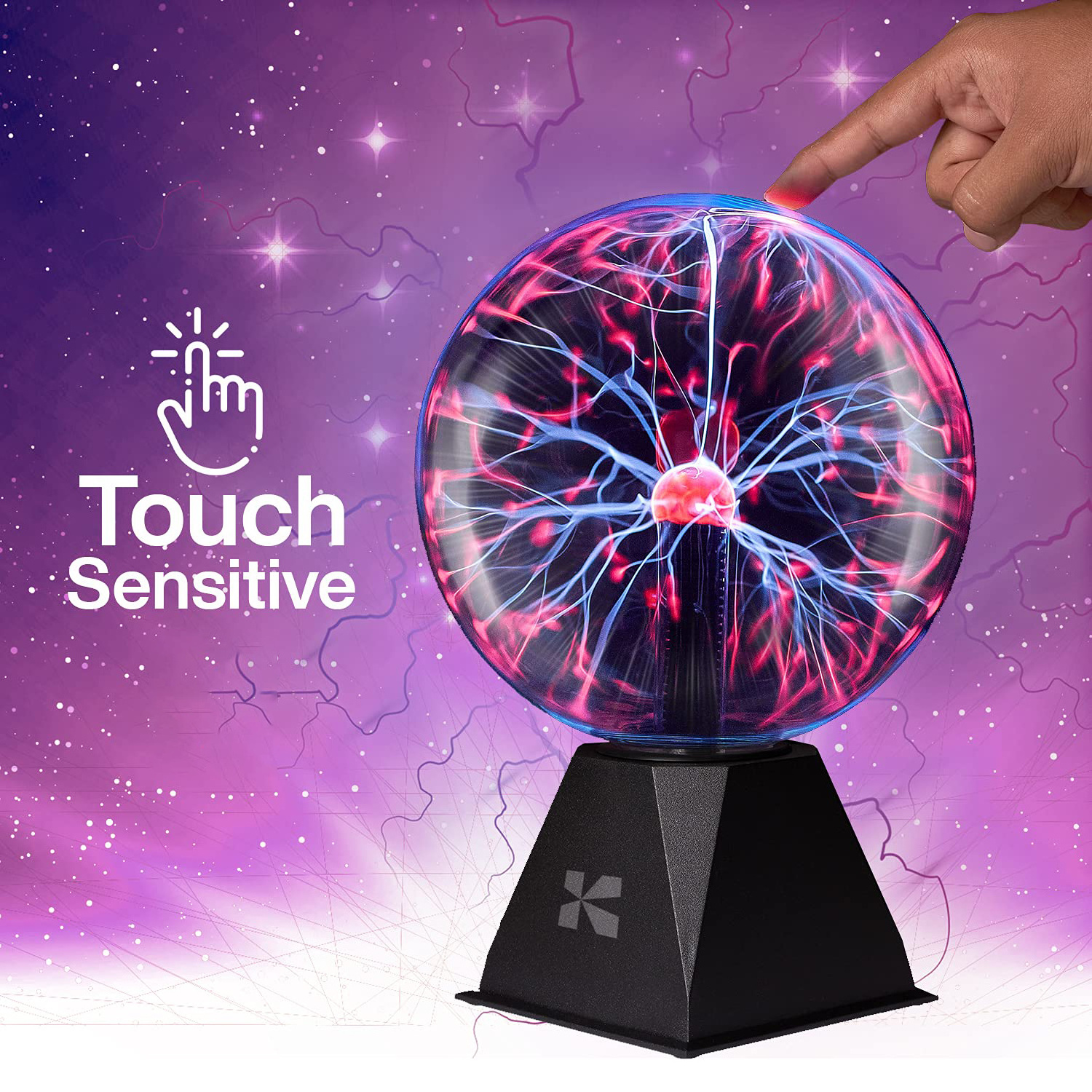 New  8-inch Magic Glass Plasma Ball Sphere Lightning Lamp Light Party Night Atmosphere Lamp Black Base