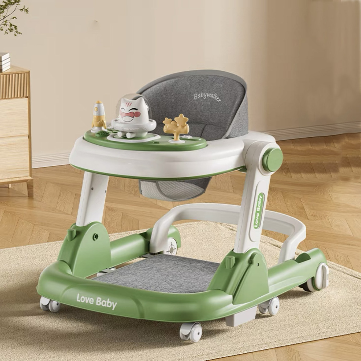 Baby walker Music Multi-functional anti-O-leg anti-rollover folding baby walker for 6-18 months