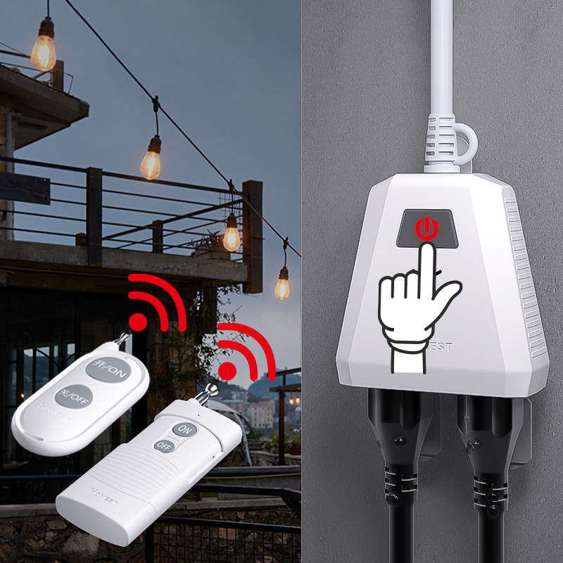 Waterproof Power socket Outdoor Electrical Outlet Wireless Remote Control Plug Control Range Electrical Plug in Light socket