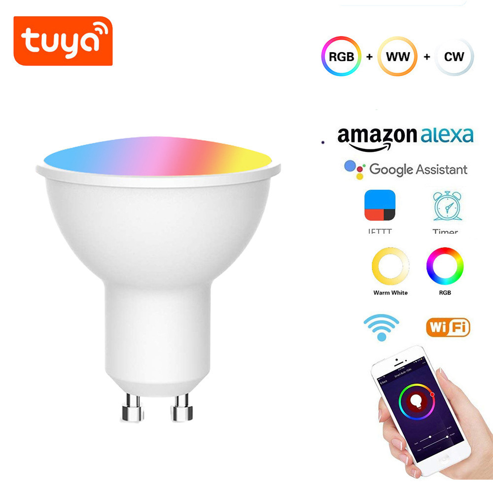 Hot Sale Easy Install Color Changing Tuya GU10 5W Smart RGB Led IR Remote Control Spot Light Remote Control Spotlight