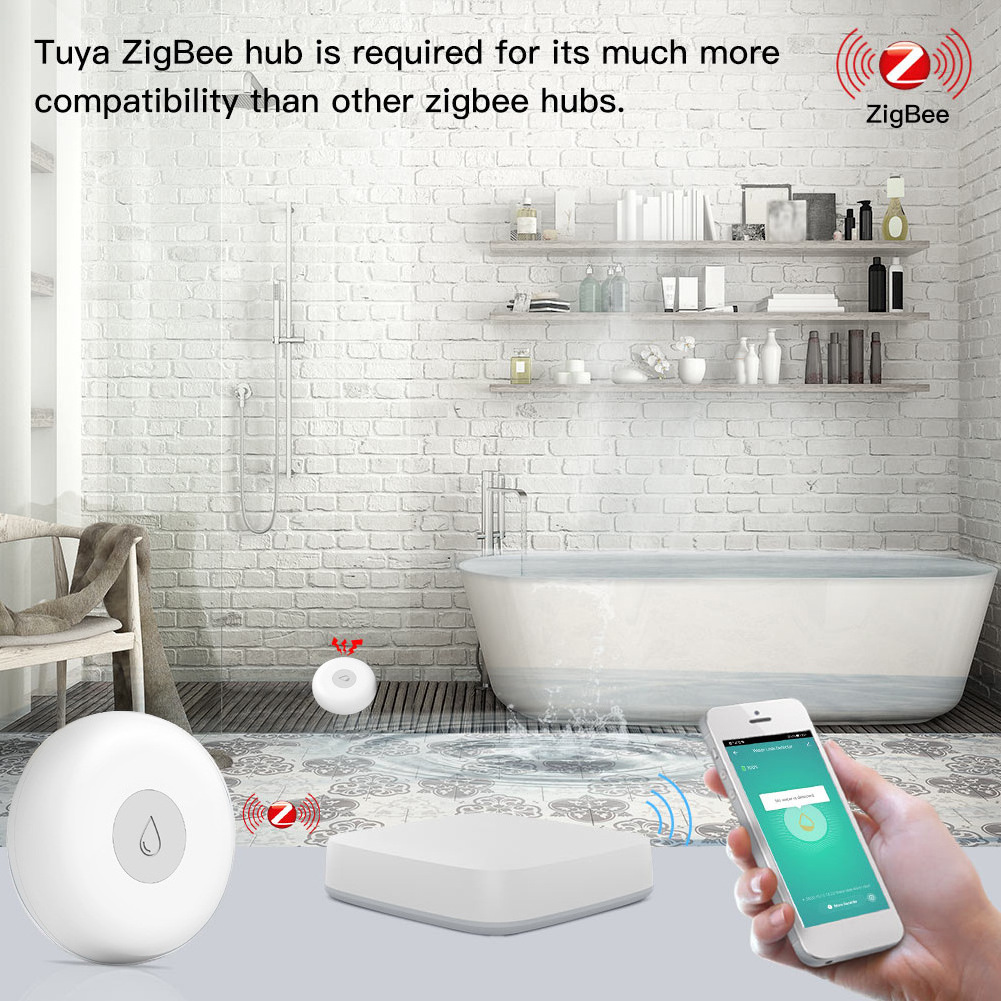 Zigbee Water Leak Sensor Monitor Flood Immersing Detector for Home Remote Alarm Security Soaking Sensor