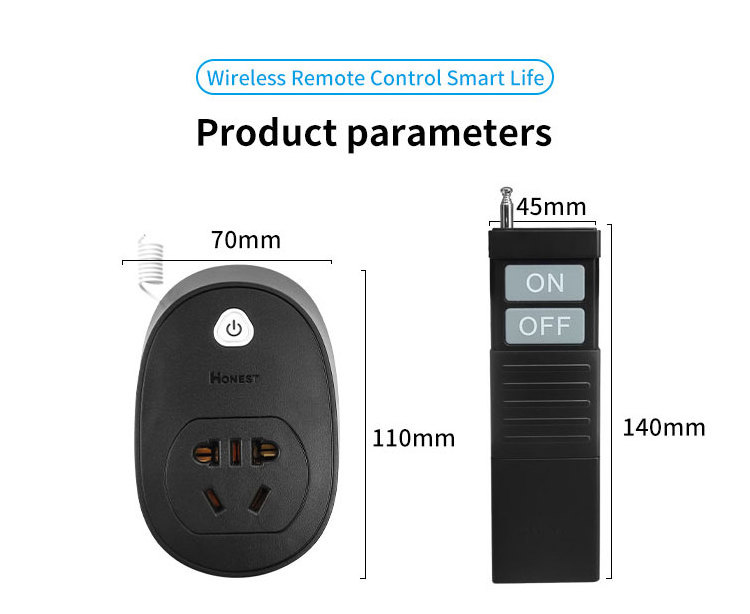 Black Smart RF Relay AC 220V 3KM Lighting Control Industrial Agriculture Intelligent Control Wireless Remote Control Socket