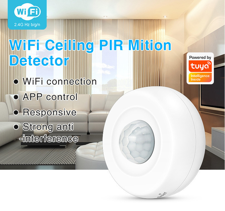 WIFI Tuya PIR Motion Detector/Passive Infrared Motion Sensor 360 Degree Detecting Home Alarm System