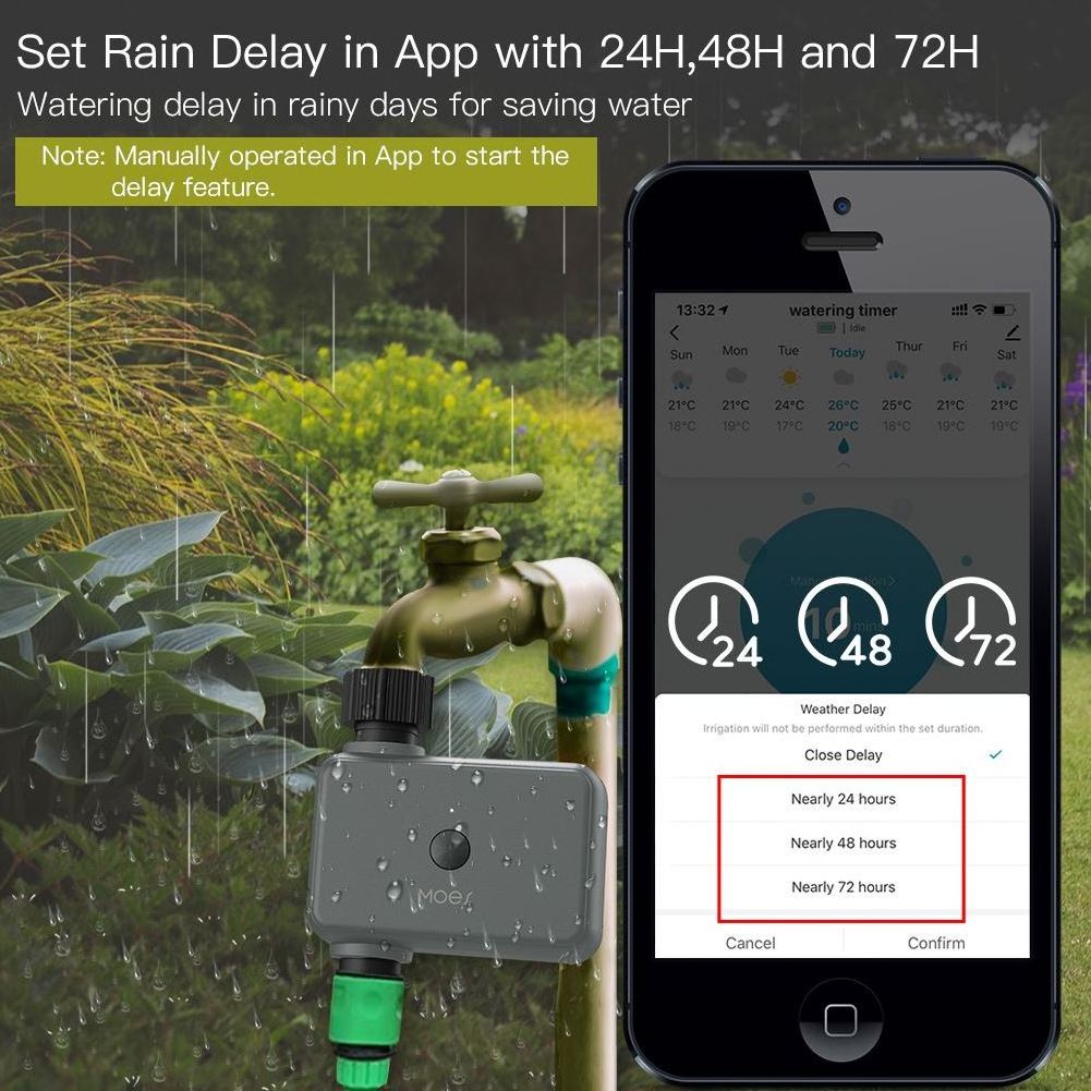 TUYA Smart Sprinkler Water Timer with Automatic and Manual Watering for Standard Outdoor Garden Faucet Lawn Blue tooth Hub