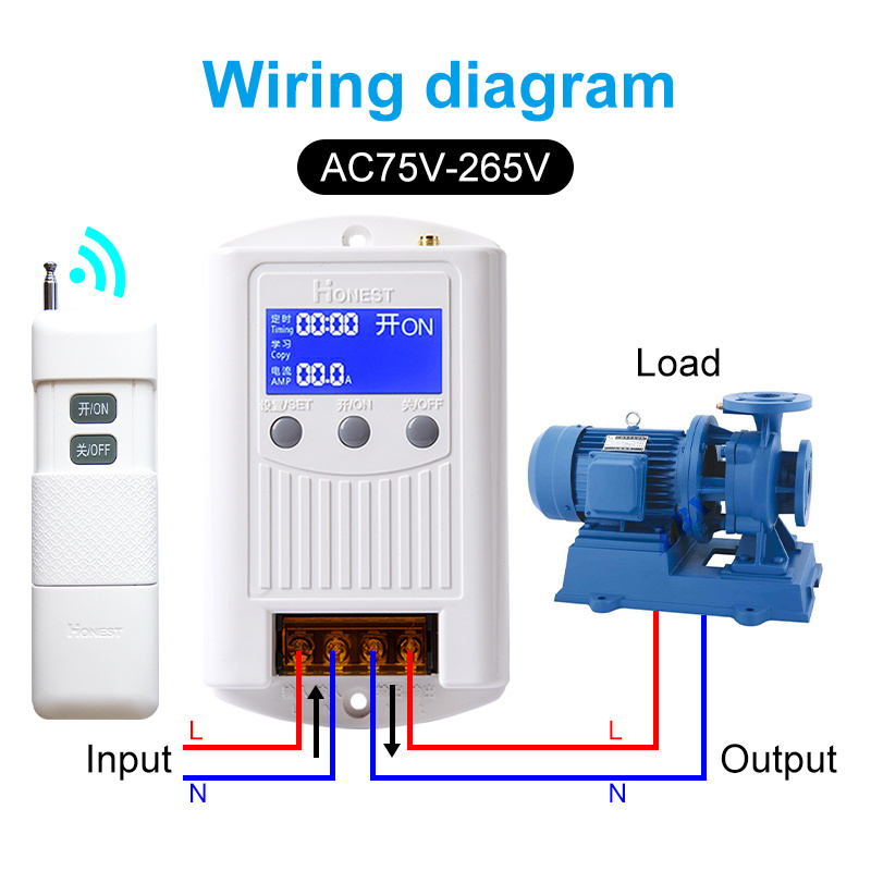 220v40A LCD Display Timer Off Wireless Remote Control Switch for Motor Water Pump Advertising Light Display