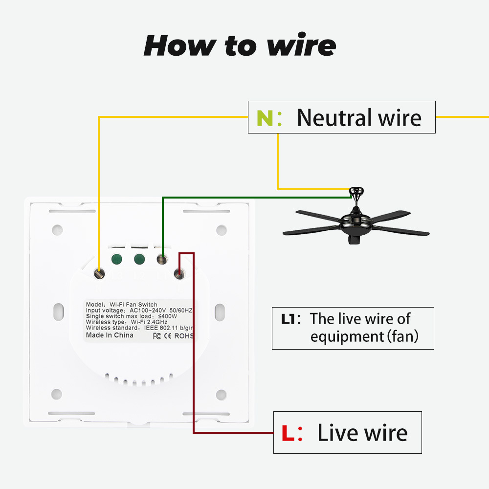 Tuya Smart Life App Remote Control WiFi Ceiling Fan Speed Regulator Switch RC fan switch