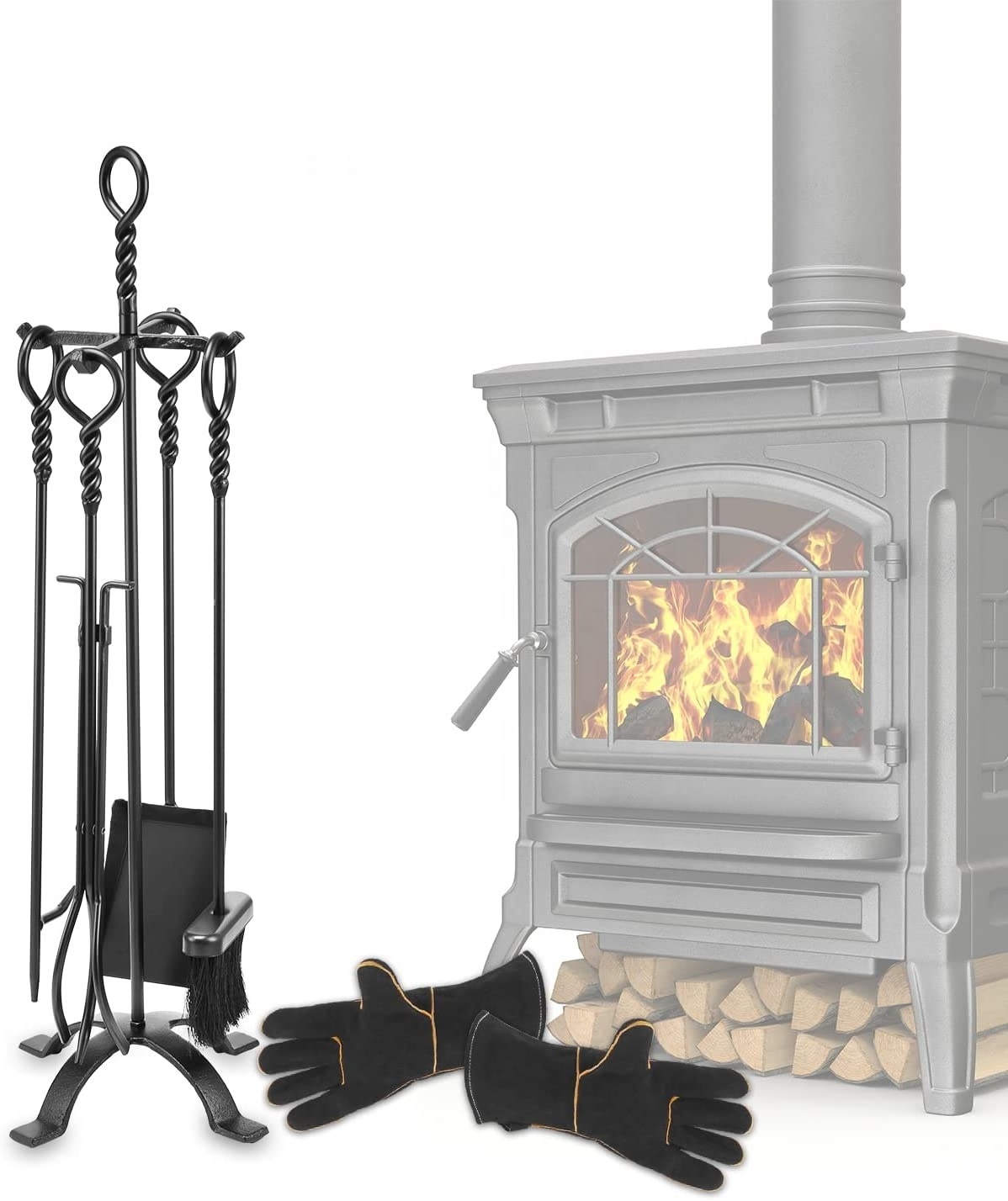 Fireplace Tools Set 5-Pieces Indoor Outdoor Fire Place Poker Sets Fireplace screen tool