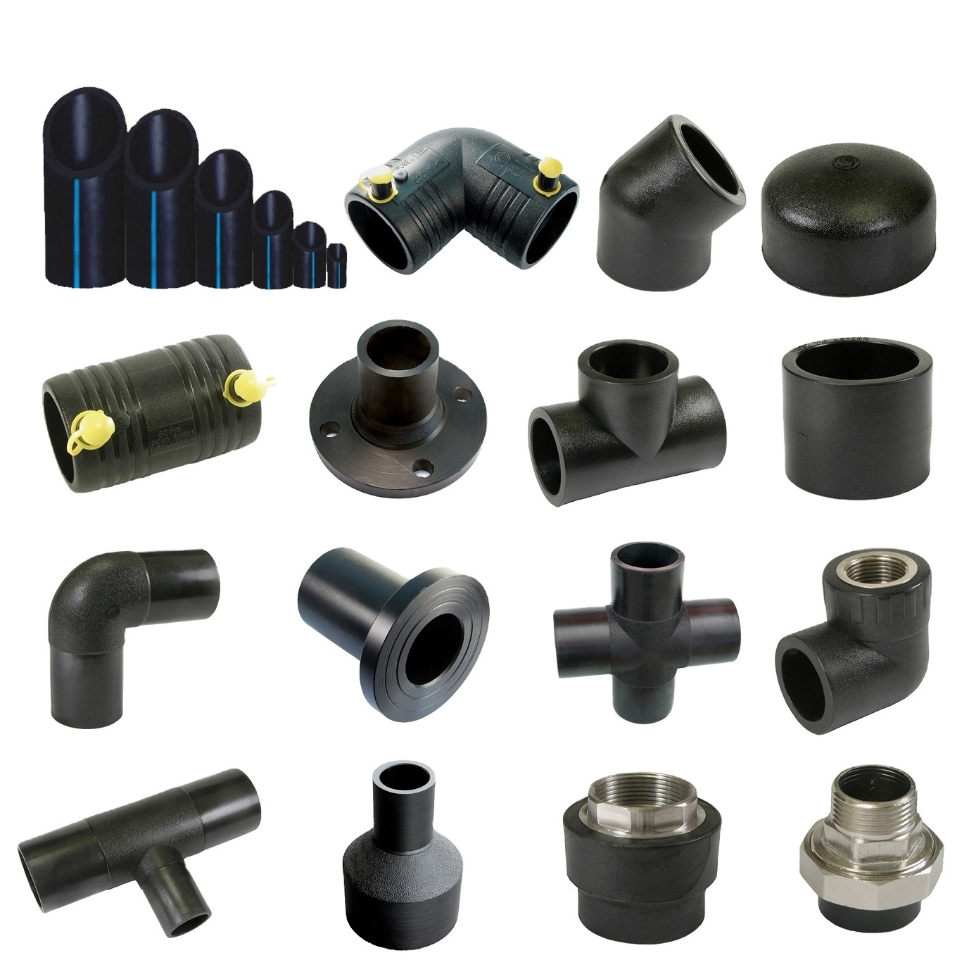 China Factory Wholesales Premium HDPE PE100 Pipe Fittings Tee Elbow Flange Reducer 20mm