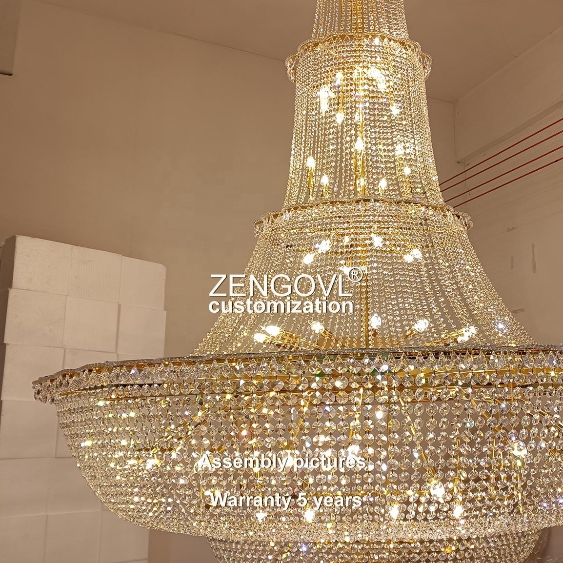 ZENGOVL large Luxury crystal chandelier brass lamp luxury light fixtures for restaurant hotel lobby decor living dining room