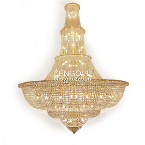 ZENGOVL large Luxury crystal chandelier brass lamp luxury light fixtures for restaurant hotel lobby decor living dining room