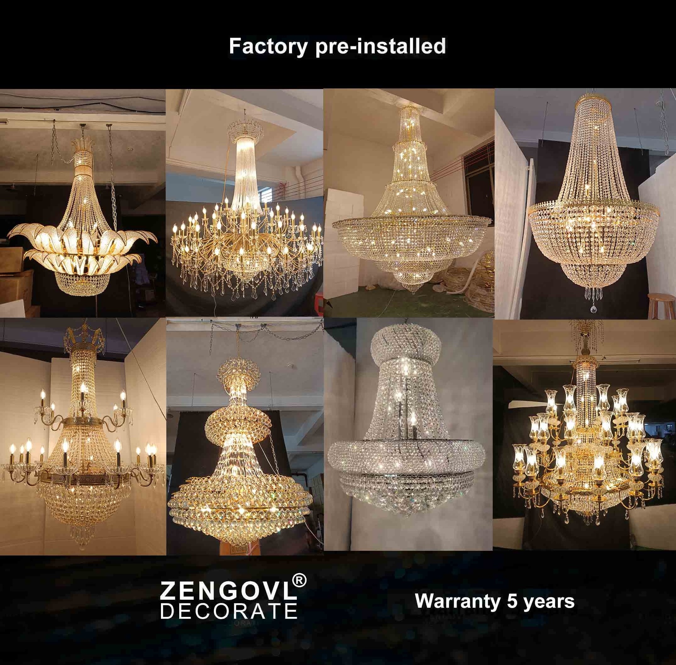 ZENGOVL large Luxury crystal chandelier brass lamp luxury light fixtures for restaurant hotel lobby decor living dining room