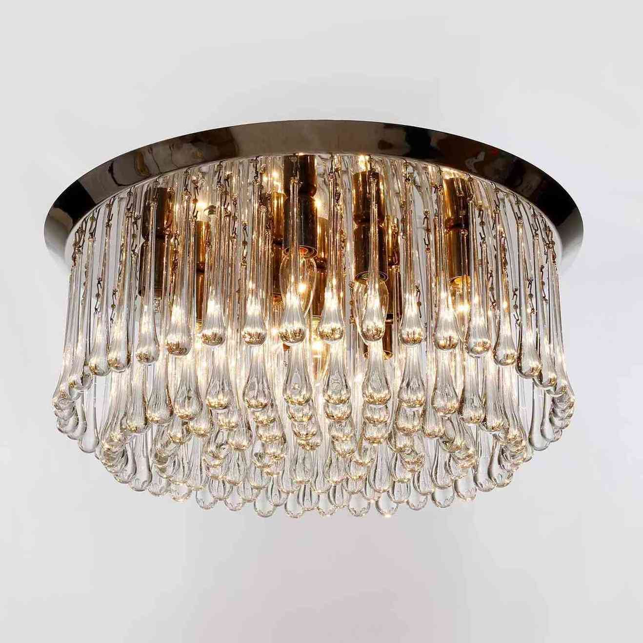 elegant hand blown glass rain drop flush mount chandelier for living room