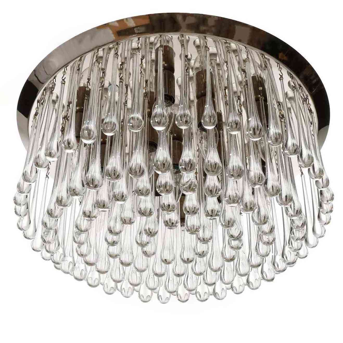 elegant hand blown glass rain drop flush mount chandelier for living room