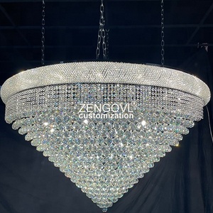 ZENGOVL custom large pendant light villa wedding foyer k9 big crystal hanging lights for restaurant hotel lobby decor