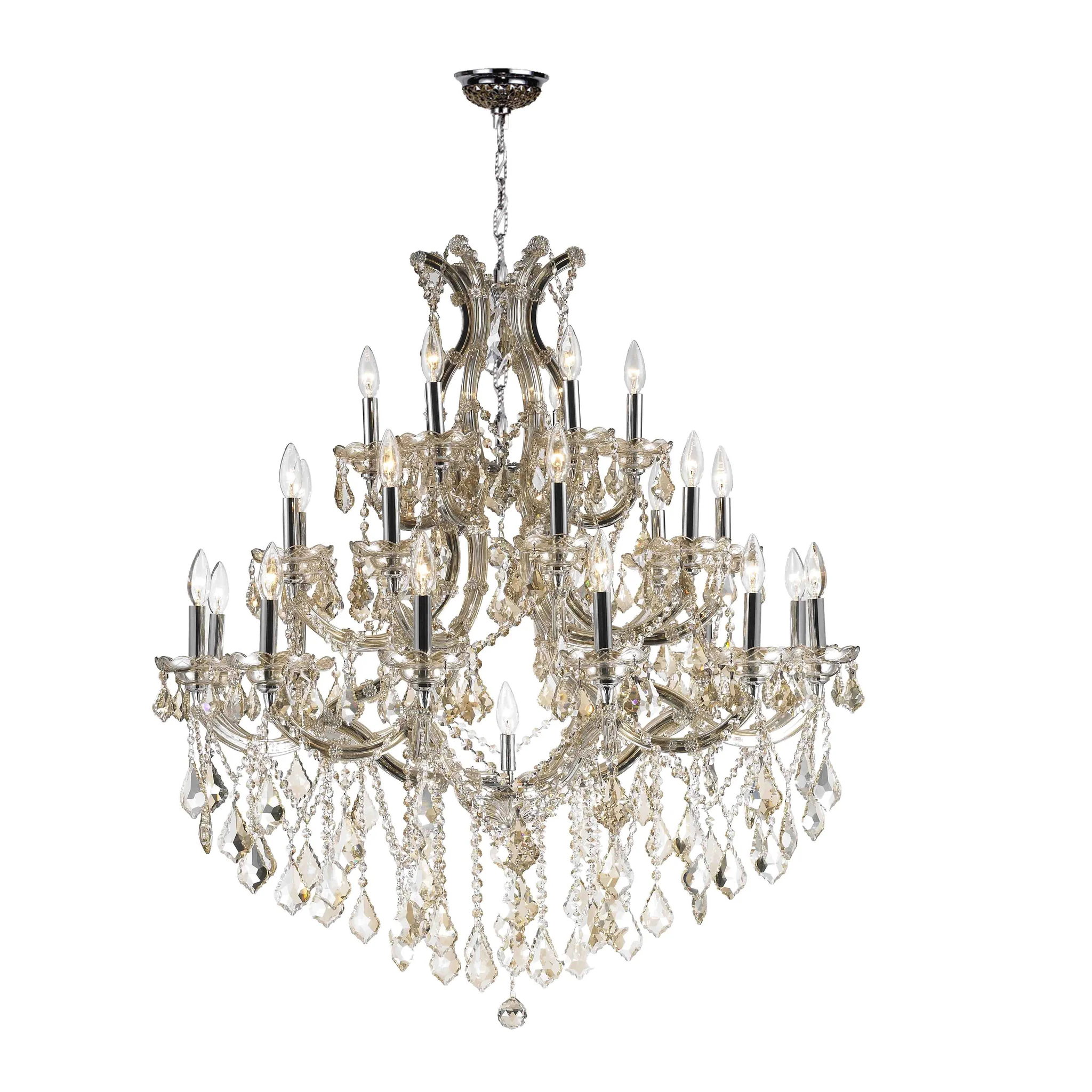 Cognac Maria Theresa 28-Light Chandelier K9 Crystal Luxury Lighting for Hotel Showroom Entry