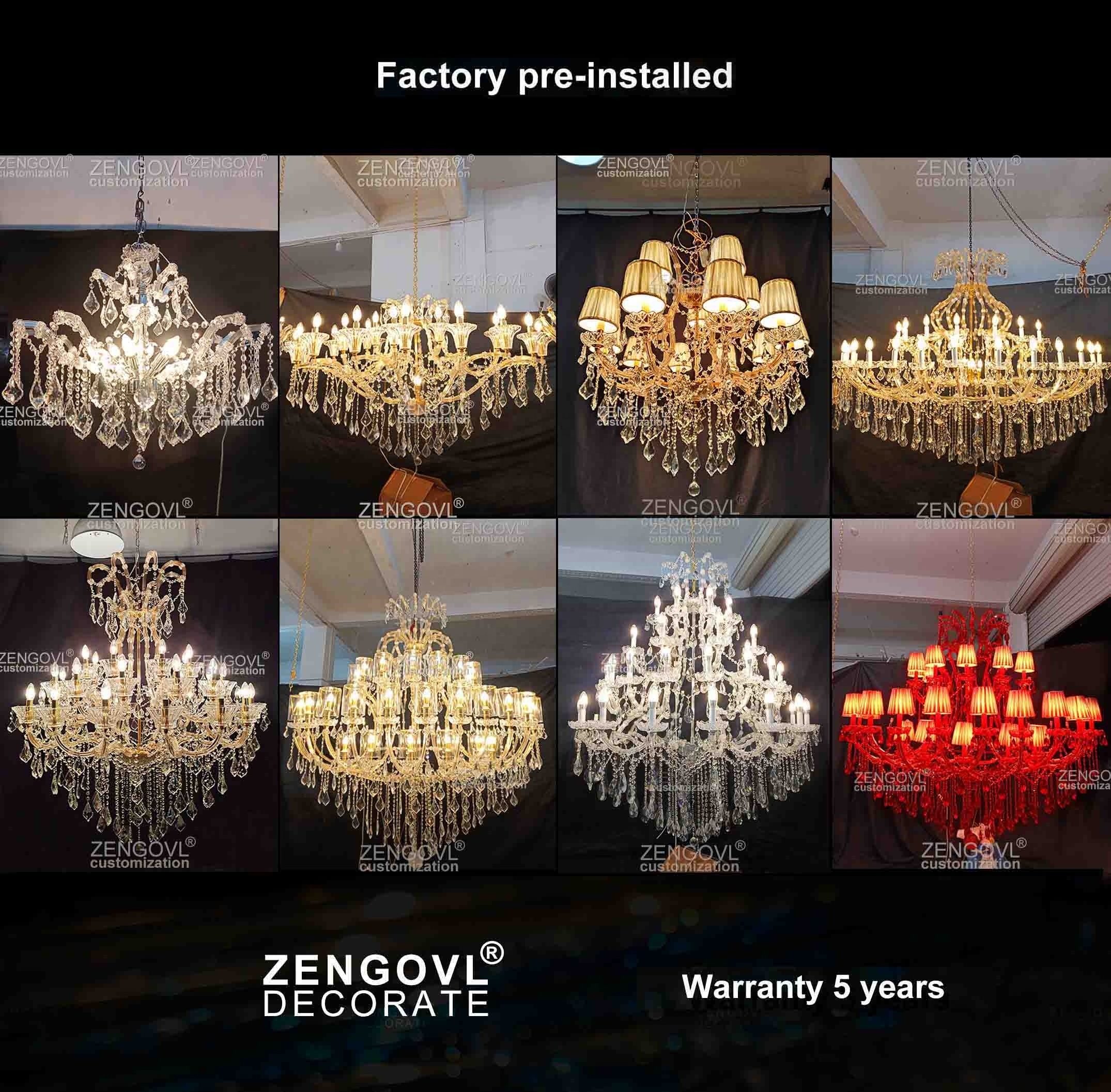 ZENGOVL 18 lights  crystal fabric dining room entryway living room villa Maria Theresa chandelier