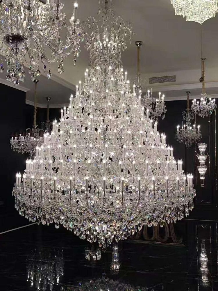 Extra Large Crystal Chandelier Maria theresa Lamp Luxury Hotel Lighting Fixture