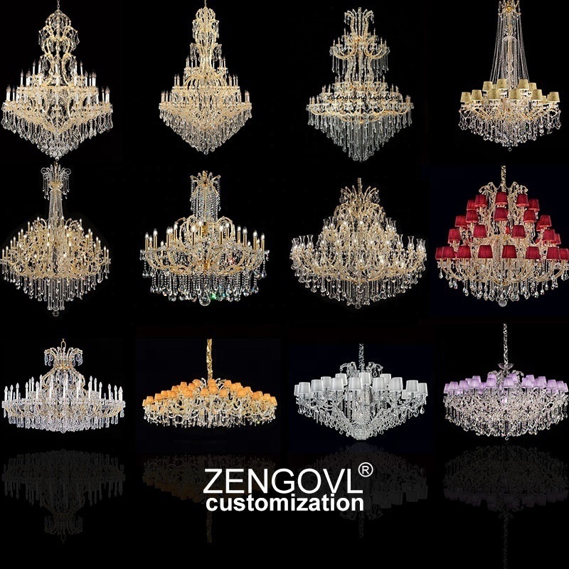 ZENGOVL 18 lights  crystal fabric dining room entryway living room villa Maria Theresa chandelier