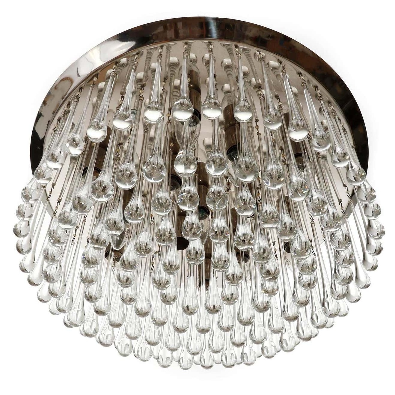 elegant hand blown glass rain drop flush mount chandelier for living room