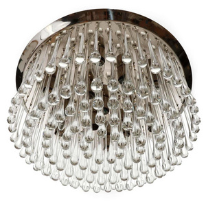 elegant hand blown glass rain drop flush mount chandelier for living room