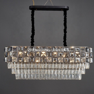 Rectangular luxury chandelier crystal pendant lamp for dining room