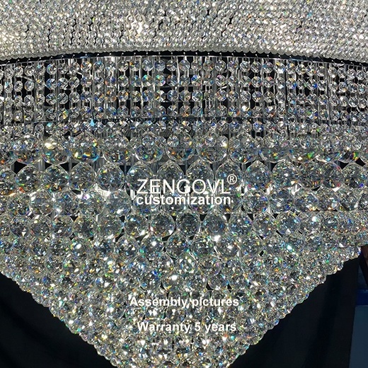 ZENGOVL custom large pendant light villa wedding foyer k9 big crystal hanging lights for restaurant hotel lobby decor