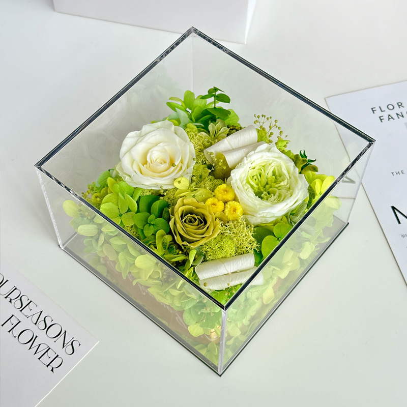 Factory Customized Rosa Eterna Flower Valentines Day Gift Box Forever Real Natural Everlasting Immortal Rose in Acrylic Box