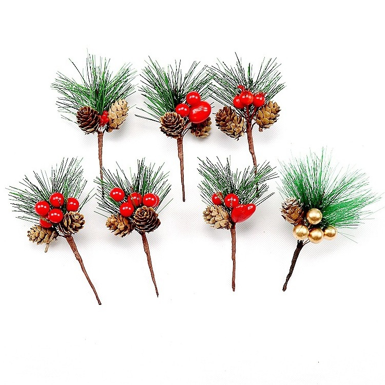 Artificial Red Berry And Pine Cone Christmas Picks With Holly Branches For Holiday Decorations Christmas Spray Snow Branches