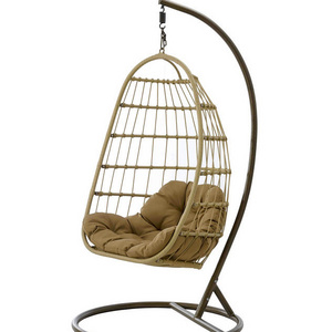 outdoor furniture  garden  waterproof PE rattan modern style coffee  Rattan wicker folding Egg swing chair for sale