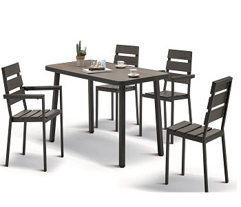 Curve garden furniture outdoor plastic bamboo dining table and chair