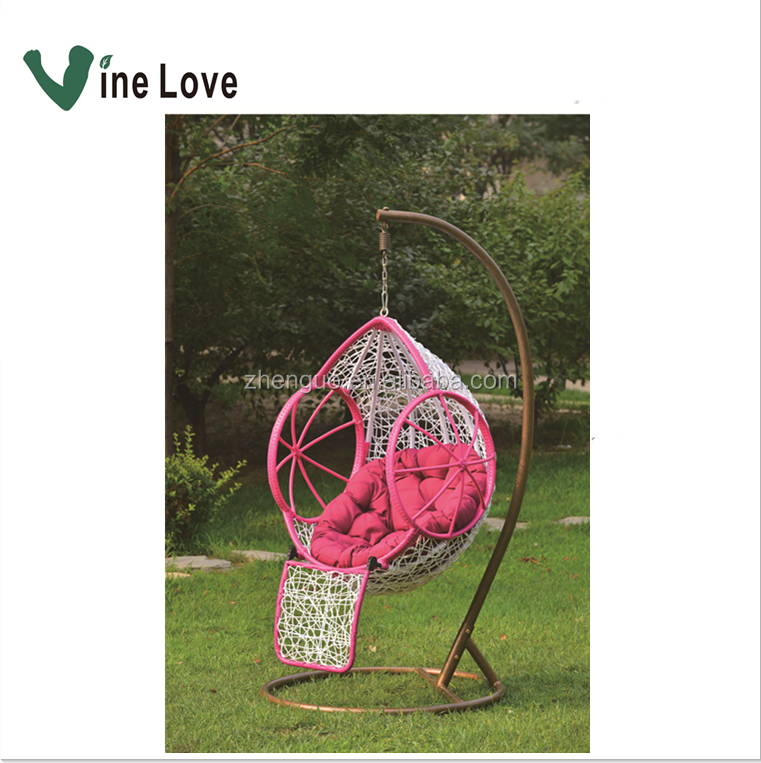 Hot Indoor Outdoor Pink Comfortable Hanging Rattan Chair Garden Patio Balcony Furniture