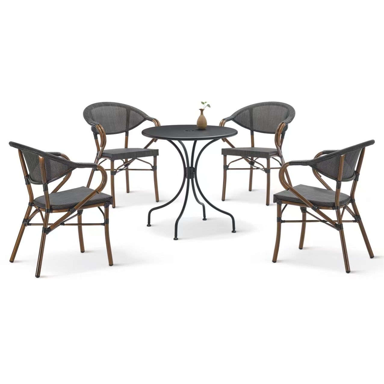 luxury modern restaurant club hotel outdoor garden 4  chairs round  dining table set