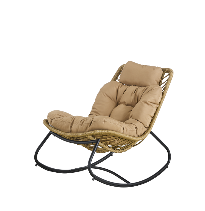 outdoor garden furniture new modern popular cheap pe rattan wicker rocking chair with cushion