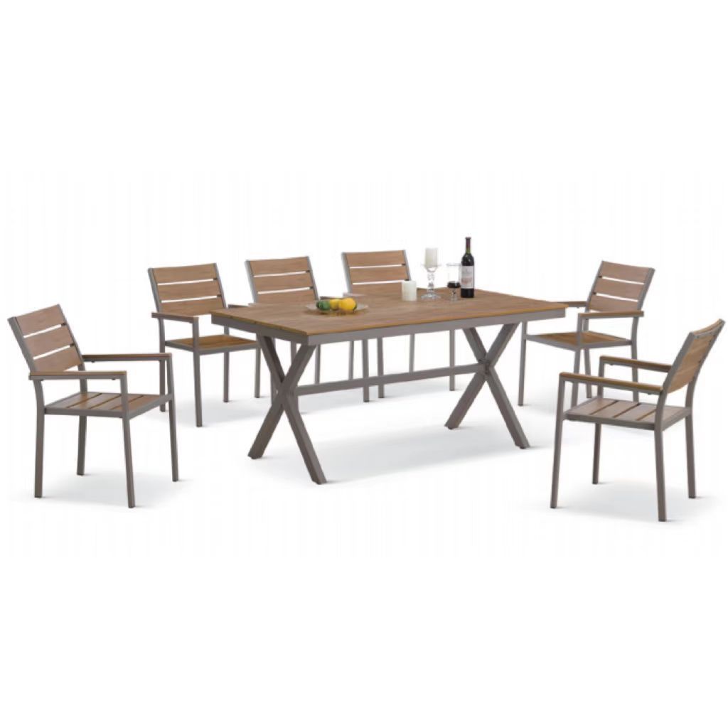 Hot Sale Resort Hotel restaurant Outdoor garden dining furniture/patio plastic wood dining table and chair set Outdoor furniture