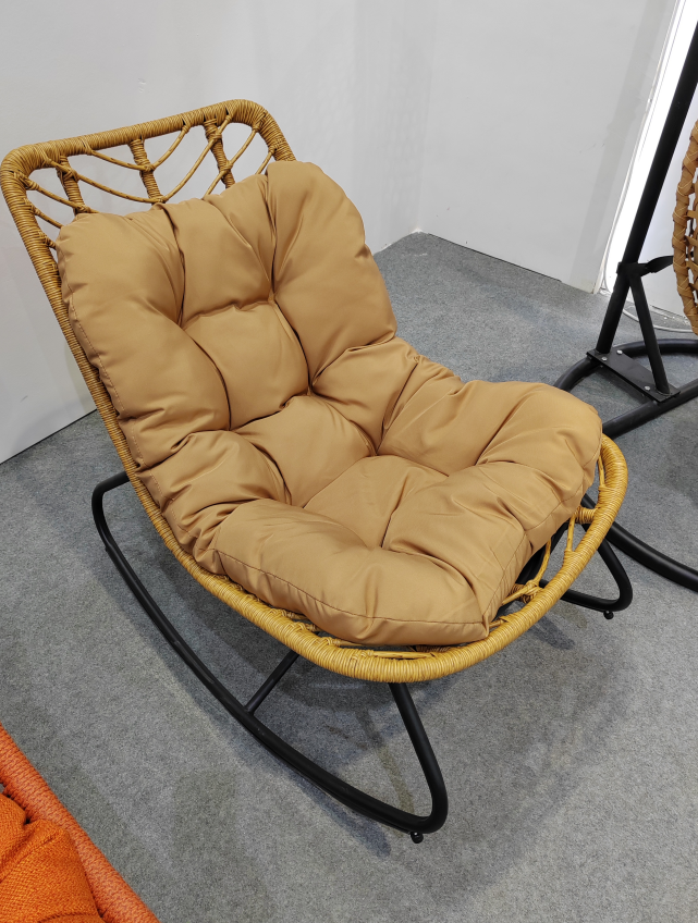 outdoor garden furniture new modern popular cheap pe rattan wicker rocking chair with cushion