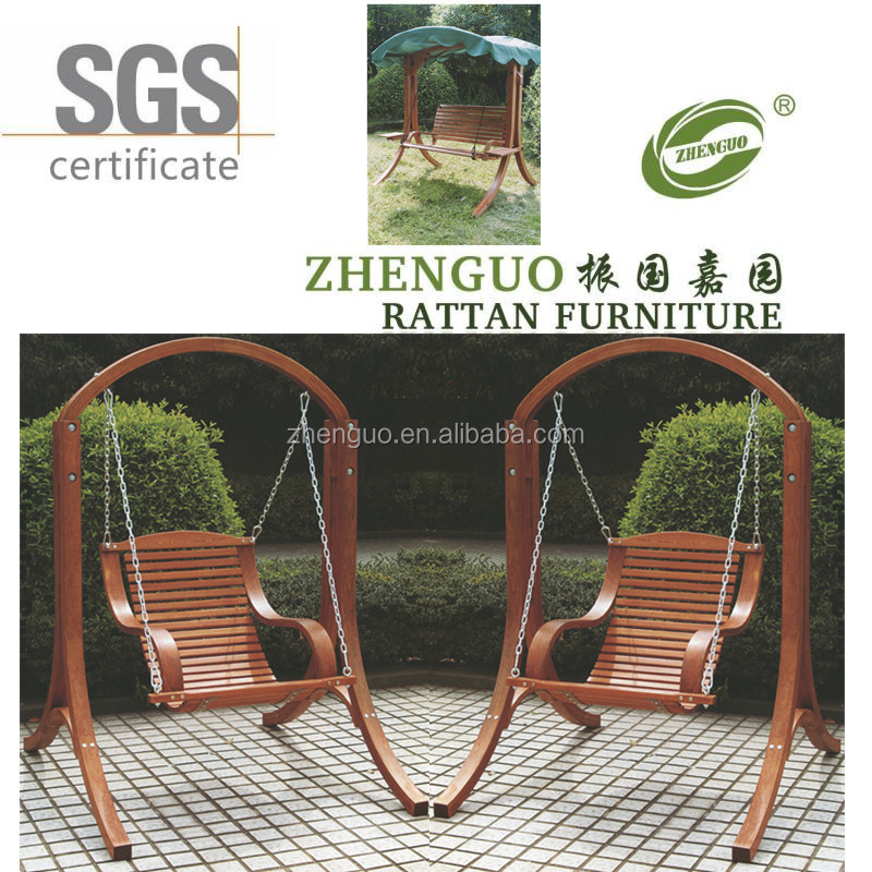 Modern comfortable single seat wooden outdoor swing chair