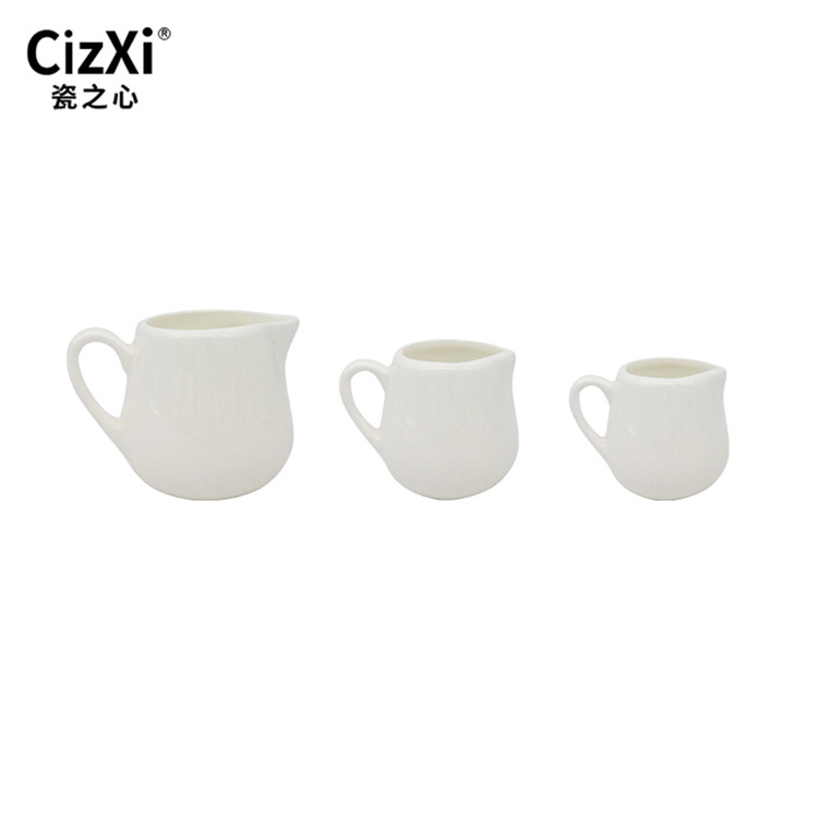 Wholesale Multi Sizes Coffee Accessories White Porcelain Creamer Pitcher Ceramic Sugar Milk Jug Pot