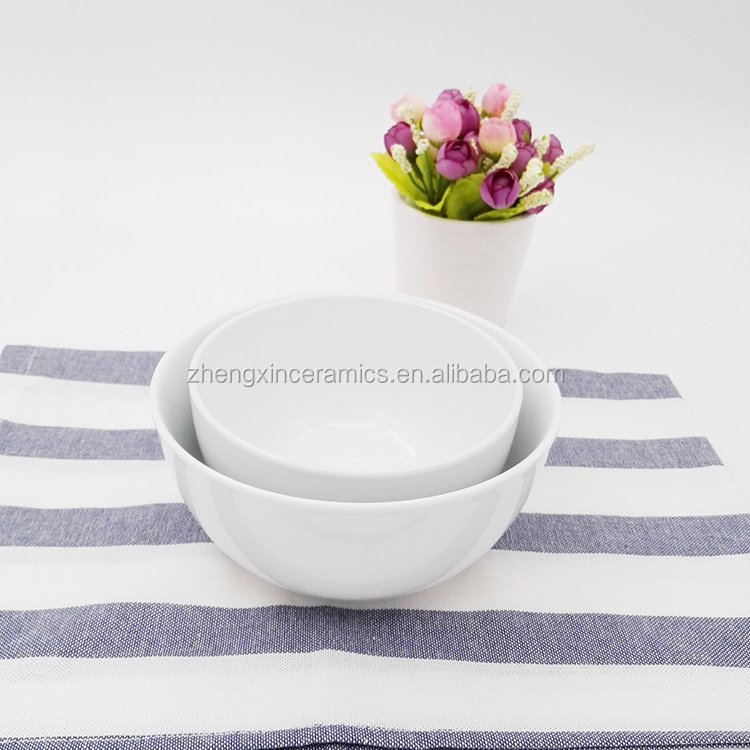 Wholesale porcelain cheap eco-friendly food noodle restaurant dinner custom print paint white ceramic bowl