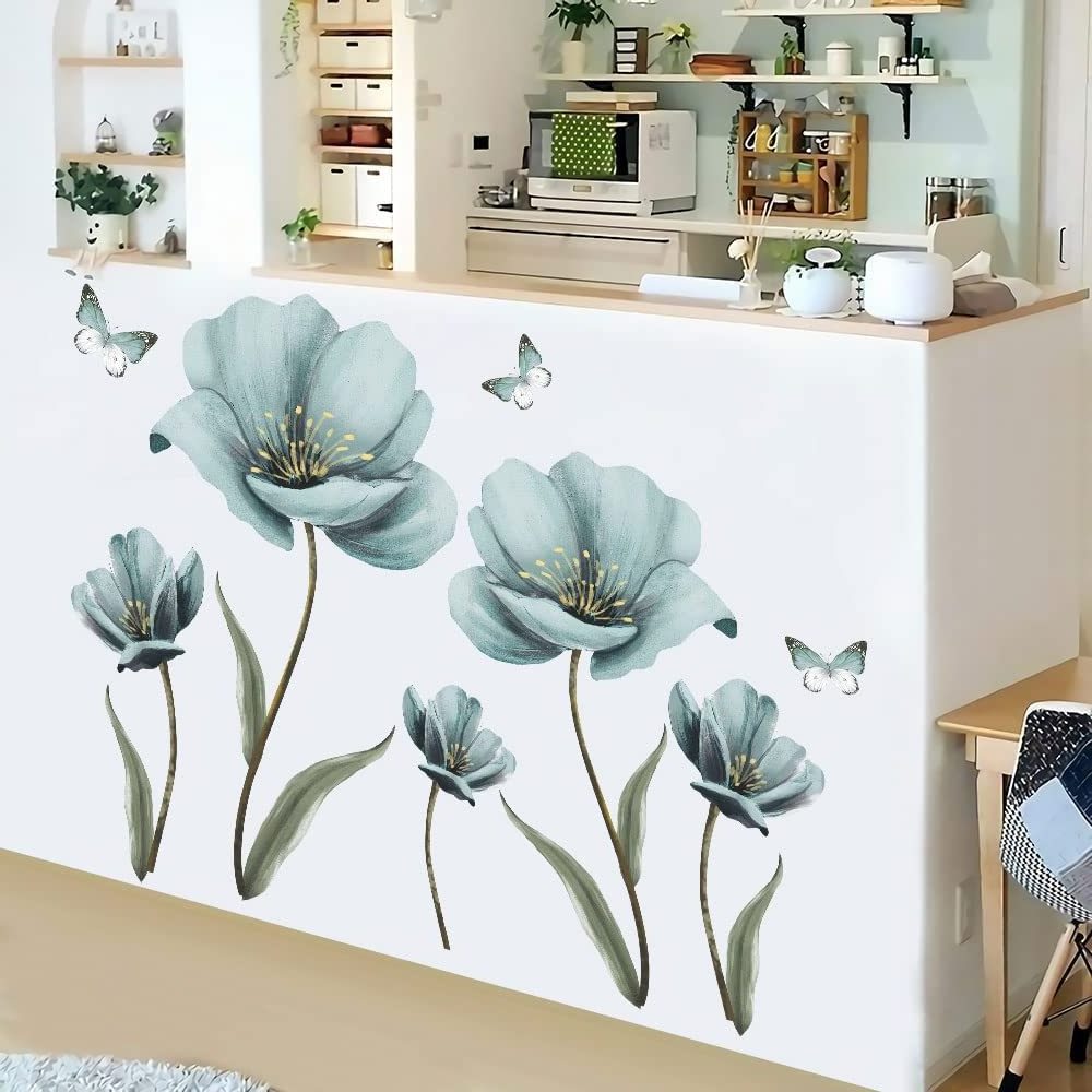 China Wholesale 3D Flower Wallpaper Waterproof Decals Oil Proof Kitchen Decoration Wall Sticker