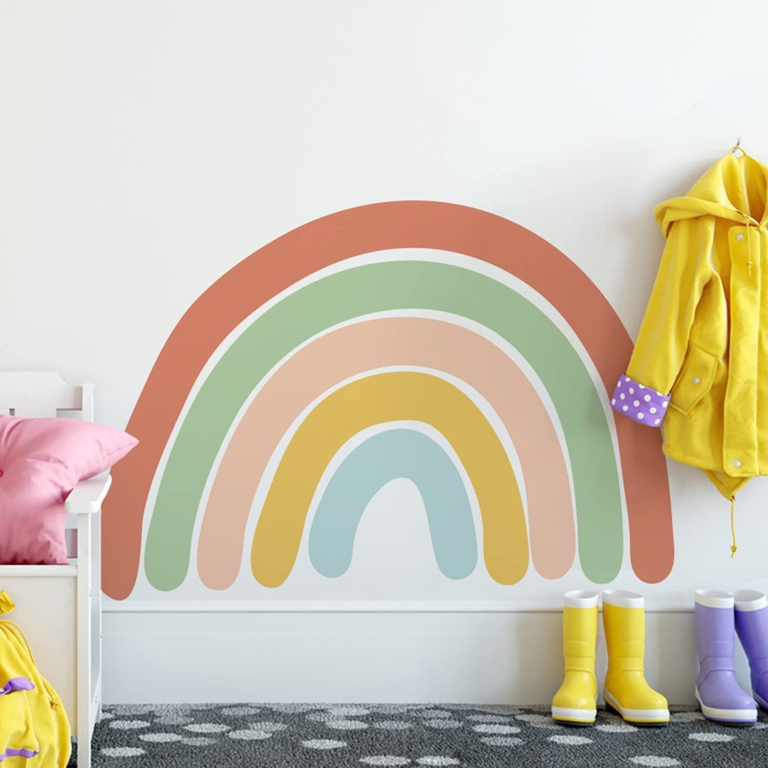 Cute Cartoon Design Colorful Rainbow Wall Decals Girl Children's Room Kindergarten Baby Wall Sticker