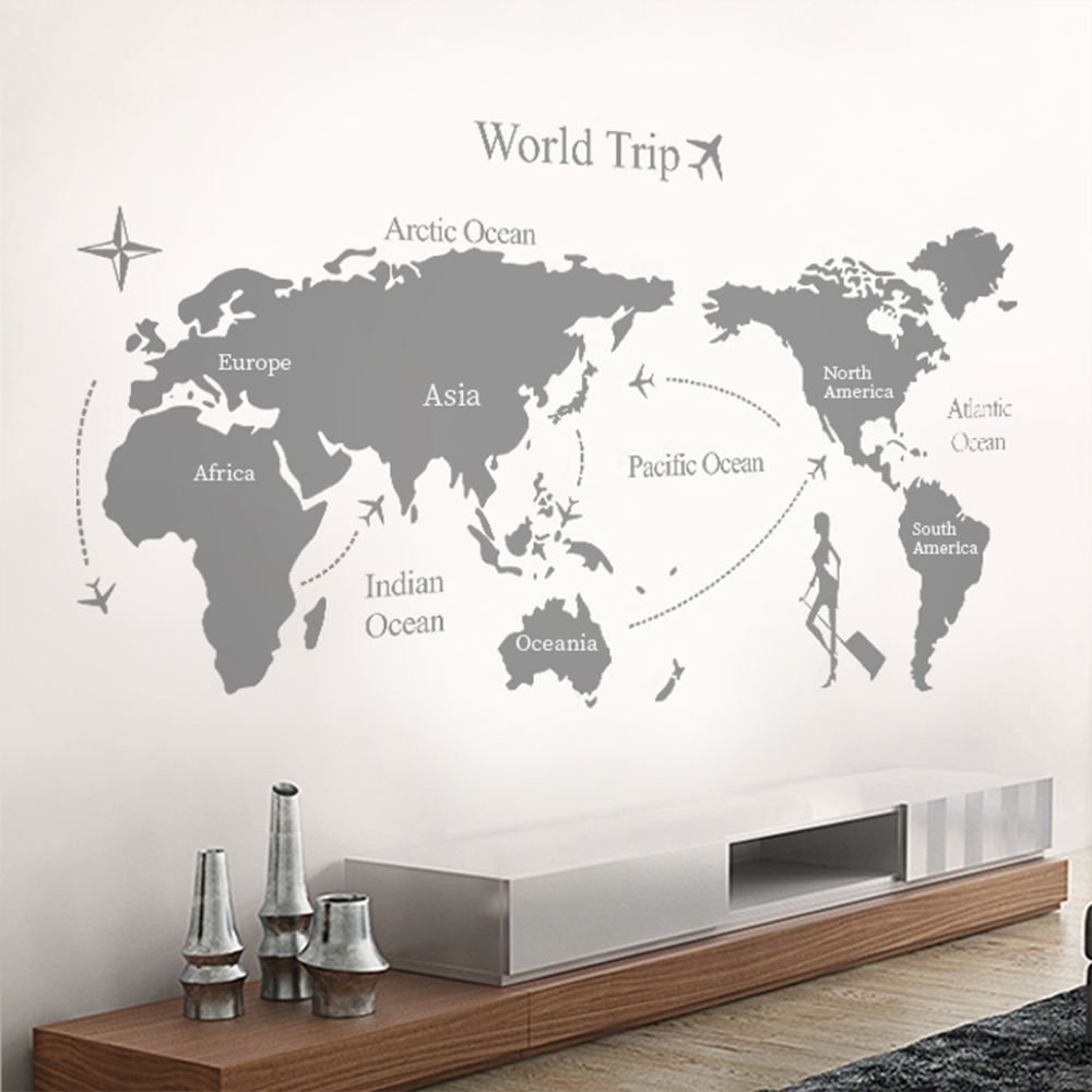 Home Decor Children'S 3D World Map Wall Stickers Removable Decoration Vinyl Wallpapers for Bedroom